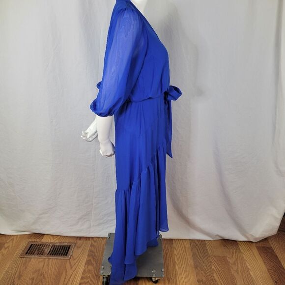 Taylor Royal Blue V-Neck Hi-Low Blouson Style‎ Midi Dress Size S - Picture 4 of 11